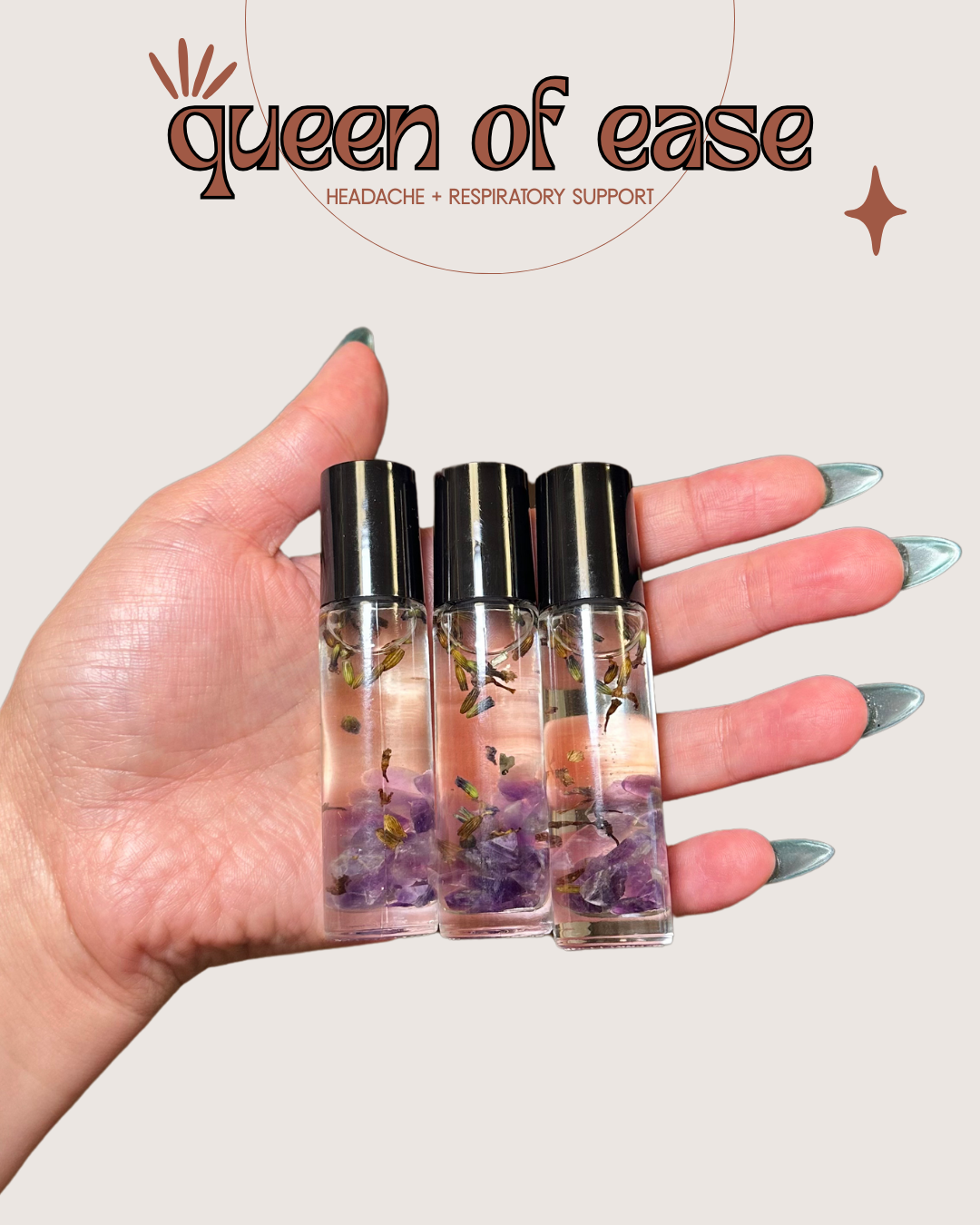 Queen of Ease | Headache + Sinus Relief Aromatherapy Roller | Natural Headache, Sinus, + Congestion Support Roller