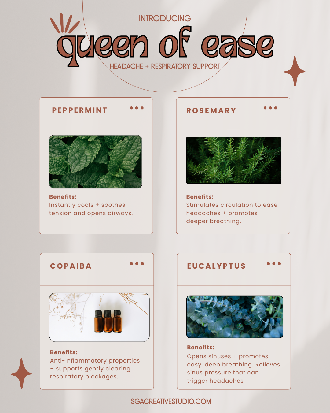 Queen of Ease | Headache + Sinus Relief Aromatherapy Roller | Natural Headache, Sinus, + Congestion Support Roller