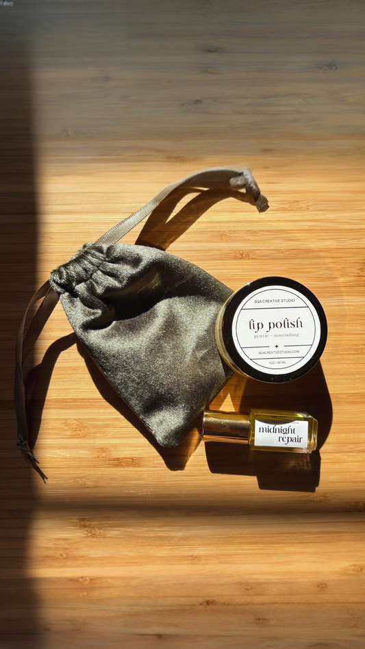 Soft Focus Duo - Midnight Repair Lip Oil + Lip Polish Set | Lip Oil + Gentle Lip Scrub