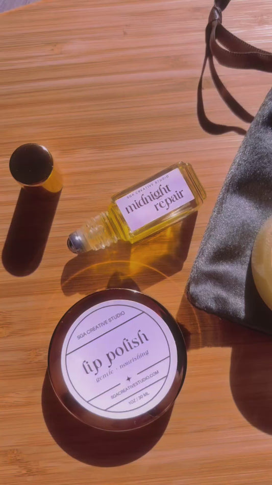 Soft Focus Duo - Midnight Repair Lip Oil + Lip Polish Set | Lip Oil + Gentle Lip Scrub
